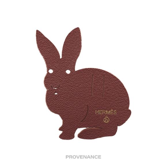 🔴 Hermes Petit h Rabbit Ribbon Charm - Brown Leather - Picture 1 of 2